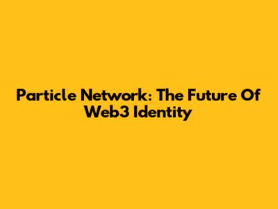 Particle Network: The Future Of Web3 Identity