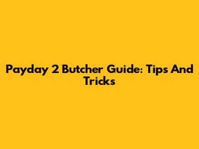 Payday 2 Butcher Guide: Tips And Tricks