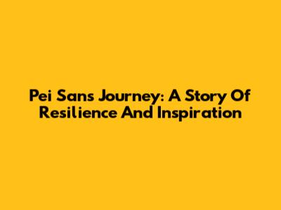 Pei San's Journey: A Story Of Resilience And Inspiration