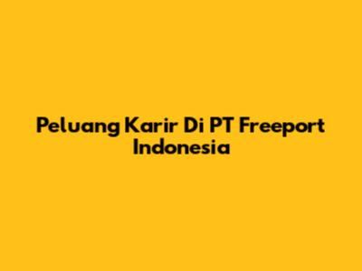 Peluang Karir Di PT Freeport Indonesia