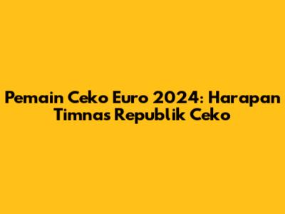 Pemain Ceko Euro 2024: Harapan Timnas Republik Ceko