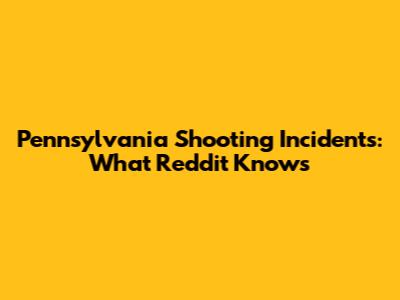 Pennsylvania Shooting Incidents: What Reddit Knows