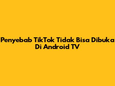 Penyebab TikTok Tidak Bisa Dibuka Di Android TV