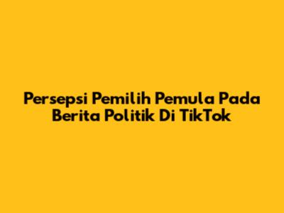Persepsi Pemilih Pemula Pada Berita Politik Di TikTok
