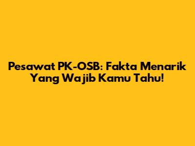 Pesawat PK-OSB: Fakta Menarik Yang Wajib Kamu Tahu!