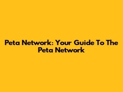 Peta Network: Your Guide To The Peta Network