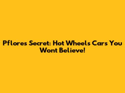 Pflores' Secret: Hot Wheels Cars You Won't Believe!