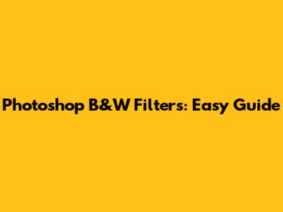 Photoshop B&W Filters: Easy Guide