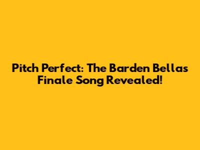Pitch Perfect: The Barden Bellas' Finale Song Revealed!