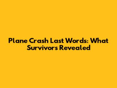 Plane Crash Last Words: What Survivors Revealed