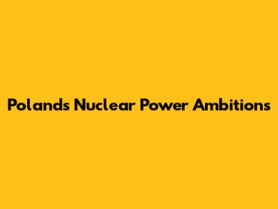 Poland's Nuclear Power Ambitions