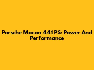 Porsche Macan 441 PS: Power And Performance