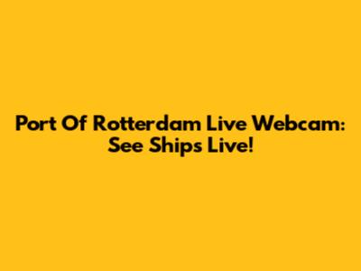 Port Of Rotterdam Live Webcam: See Ships Live!