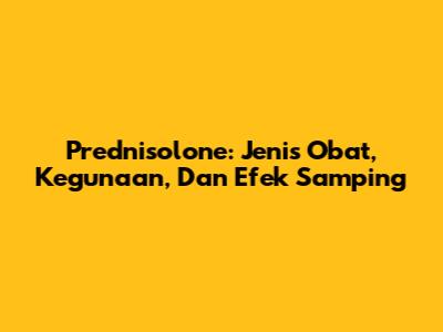 Prednisolone: Jenis Obat, Kegunaan, Dan Efek Samping