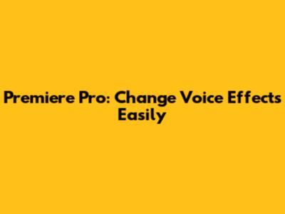 Premiere Pro: Change Voice Effects Easily