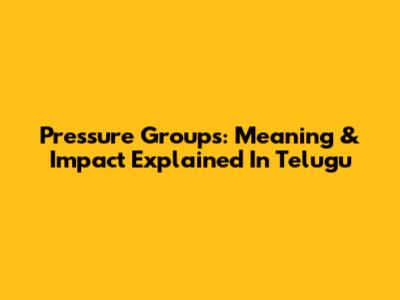 Pressure Groups: Meaning & Impact Explained In Telugu