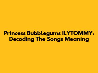 Princess Bubblegum's 'ILYTOMMY': Decoding The Song's Meaning