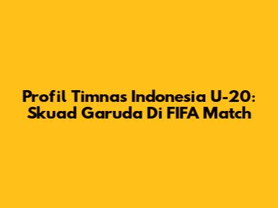 Profil Timnas Indonesia U-20: Skuad Garuda Di FIFA Match