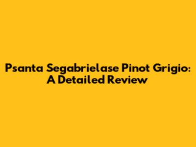 Psanta Segabrielase Pinot Grigio: A Detailed Review