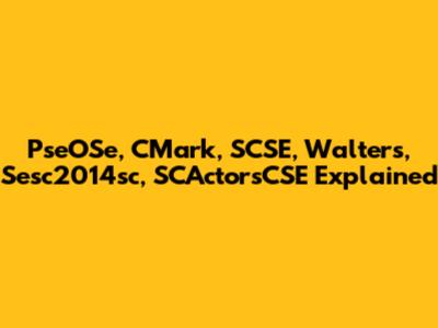PseOSe, CMark, SCSE, Walters, Sesc2014sc, SCActorsCSE Explained