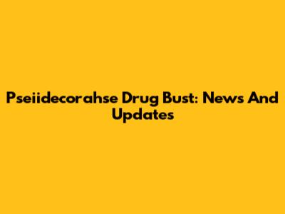 Pseiidecorahse Drug Bust: News And Updates