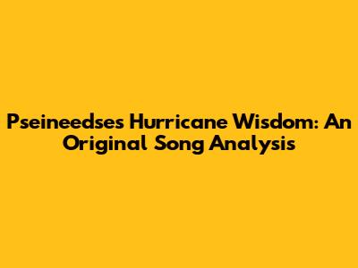Pseineedse's Hurricane Wisdom: An Original Song Analysis