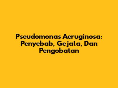 Pseudomonas Aeruginosa: Penyebab, Gejala, Dan Pengobatan