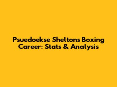 Psuedoekse Shelton's Boxing Career: Stats & Analysis