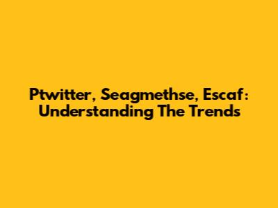 Ptwitter, Seagmethse, Escaf: Understanding The Trends