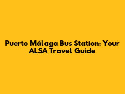 Puerto Málaga Bus Station: Your ALSA Travel Guide
