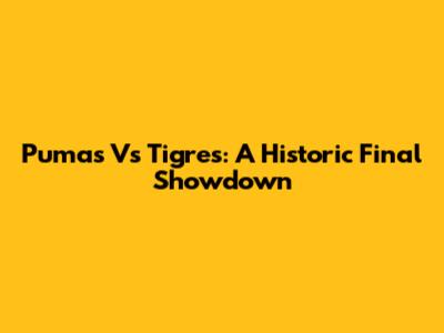 Pumas Vs Tigres: A Historic Final Showdown