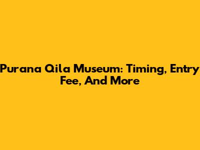 Purana Qila Museum: Timing, Entry Fee, And More