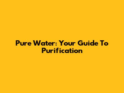 Pure Water: Your Guide To Purification
