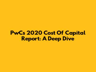 PwC's 2020 Cost Of Capital Report: A Deep Dive