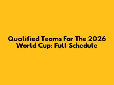 Qualified Teams For The 2026 World Cup: Full Schedule