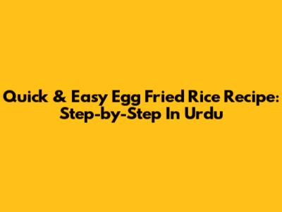 Quick & Easy Egg Fried Rice Recipe: Step-by-Step In Urdu