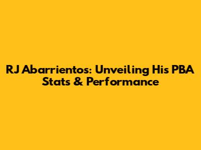 RJ Abarrientos: Unveiling His PBA Stats & Performance