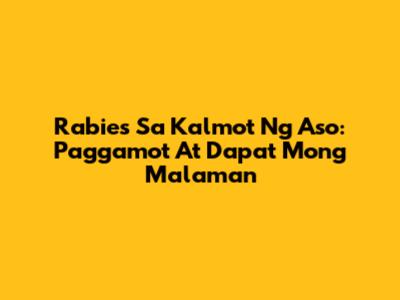 Rabies Sa Kalmot Ng Aso: Paggamot At Dapat Mong Malaman