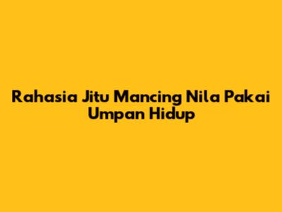 Rahasia Jitu Mancing Nila Pakai Umpan Hidup