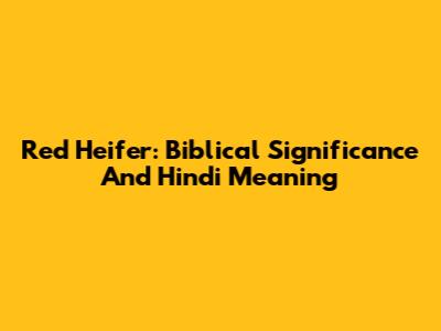 Red Heifer: Biblical Significance And Hindi Meaning