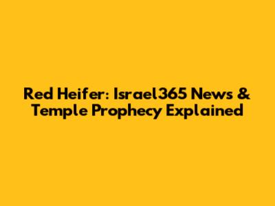 Red Heifer: Israel365 News & Temple Prophecy Explained