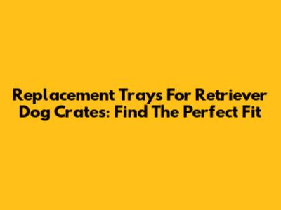 Replacement Trays For Retriever Dog Crates: Find The Perfect Fit