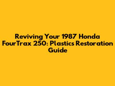 Reviving Your 1987 Honda FourTrax 250: Plastics Restoration Guide