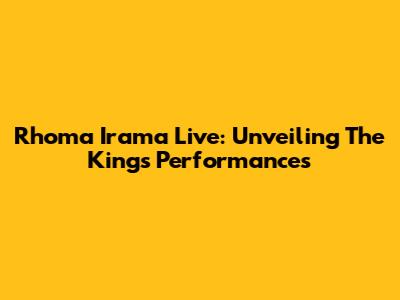 Rhoma Irama Live: Unveiling The King's Performances
