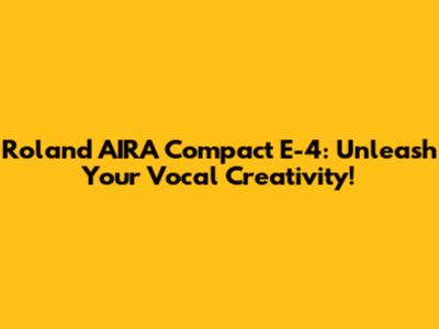 Roland AIRA Compact E-4: Unleash Your Vocal Creativity!