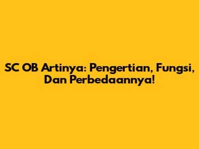 SC OB Artinya: Pengertian, Fungsi, Dan Perbedaannya!