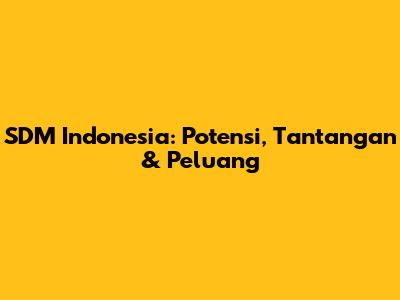 SDM Indonesia: Potensi, Tantangan & Peluang