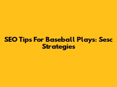 SEO Tips For Baseball Plays: Sesc Strategies
