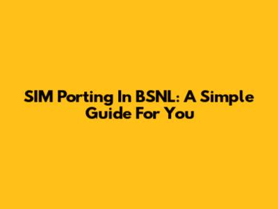 SIM Porting In BSNL: A Simple Guide For You