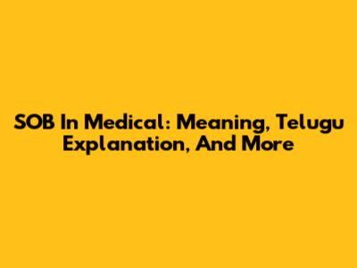 SOB In Medical: Meaning, Telugu Explanation, And More